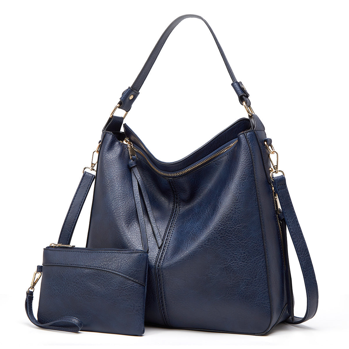 Ersilia™ - Elegant leather bag with large capacity and side pockets