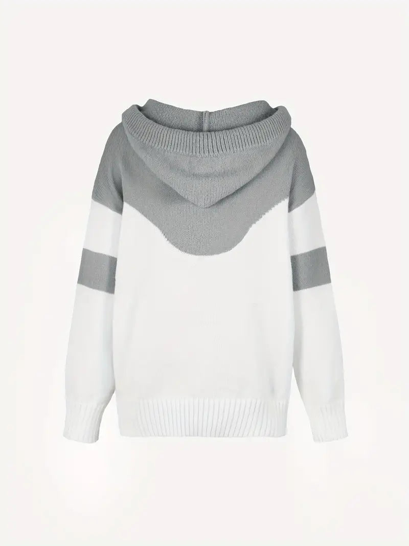 Rosa - Colour Block Pullover With Hood And Drawstring