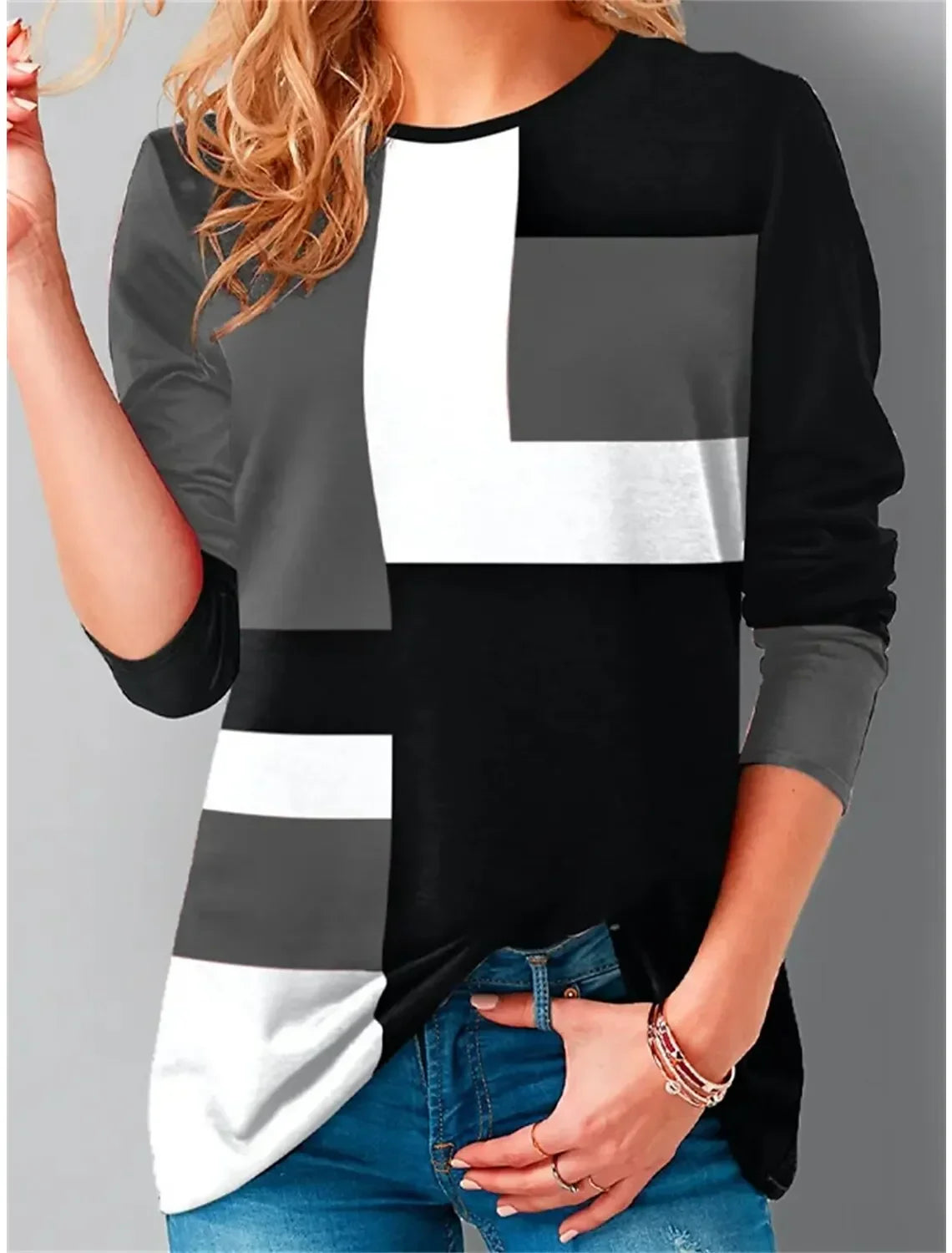 Ethla™ - Sweatshirt with colour blocks in vintage style