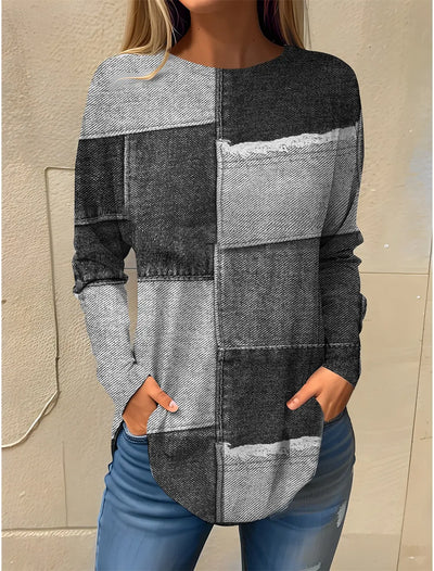 Ethla™ - Sweatshirt with colour blocks in vintage style