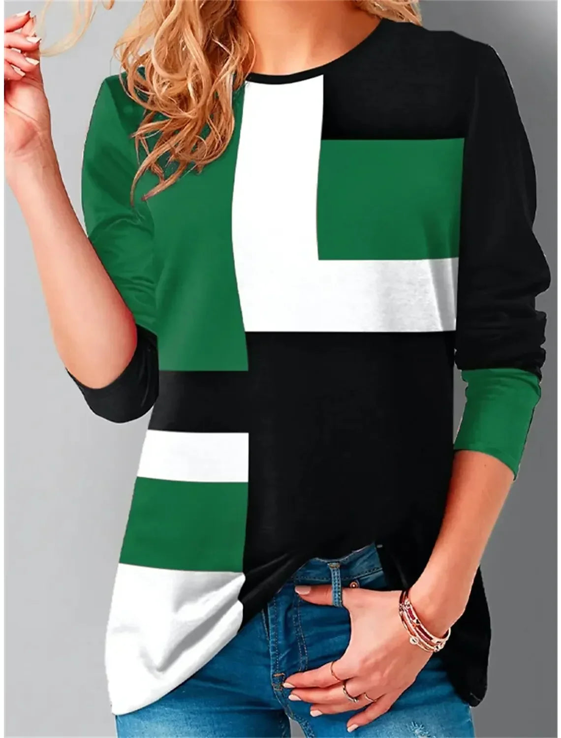 Ethla™ - Sweatshirt with colour blocks in vintage style