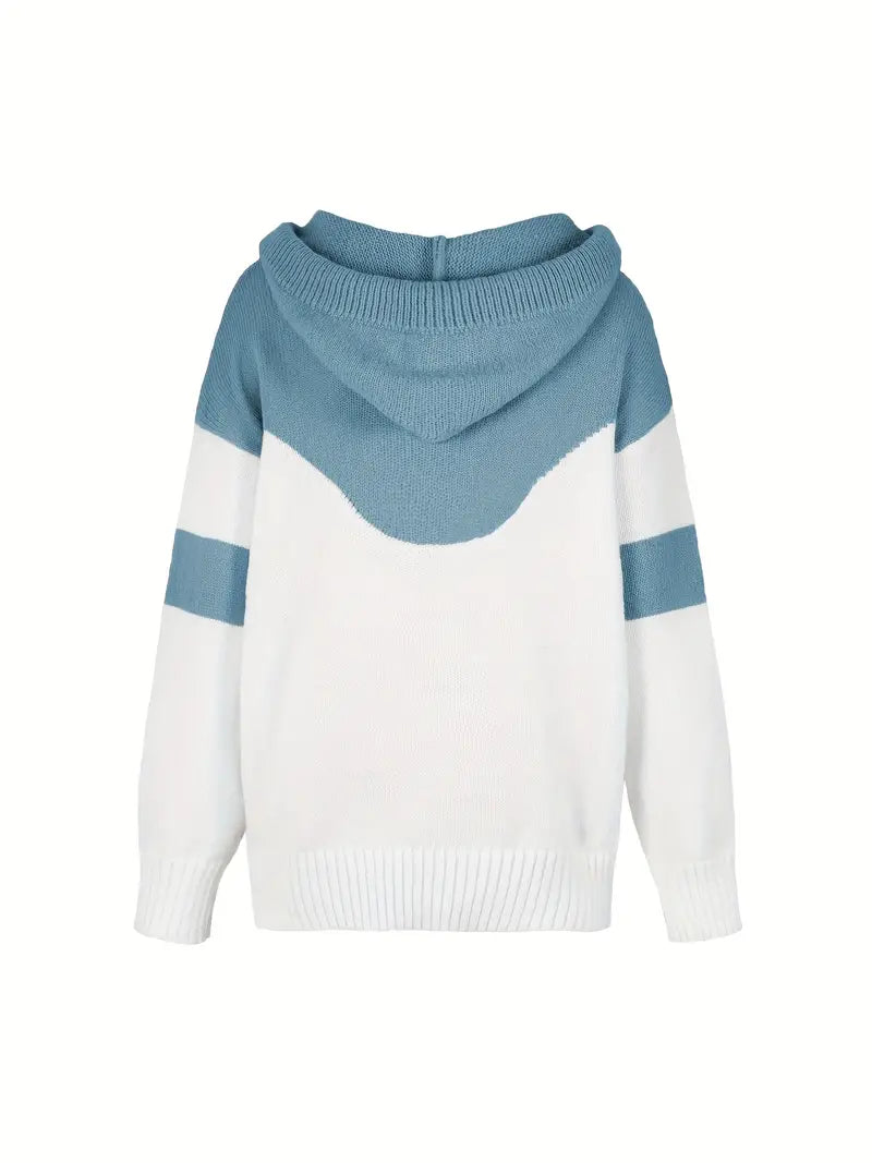 Rosa - Colour Block Pullover With Hood And Drawstring