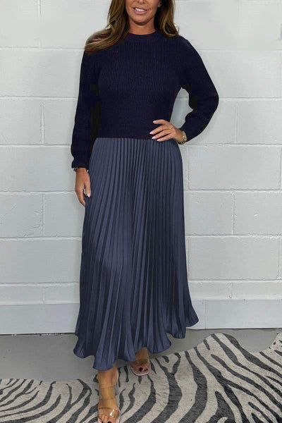 EMILIA™ - Long Sweater with Pleated Skirt