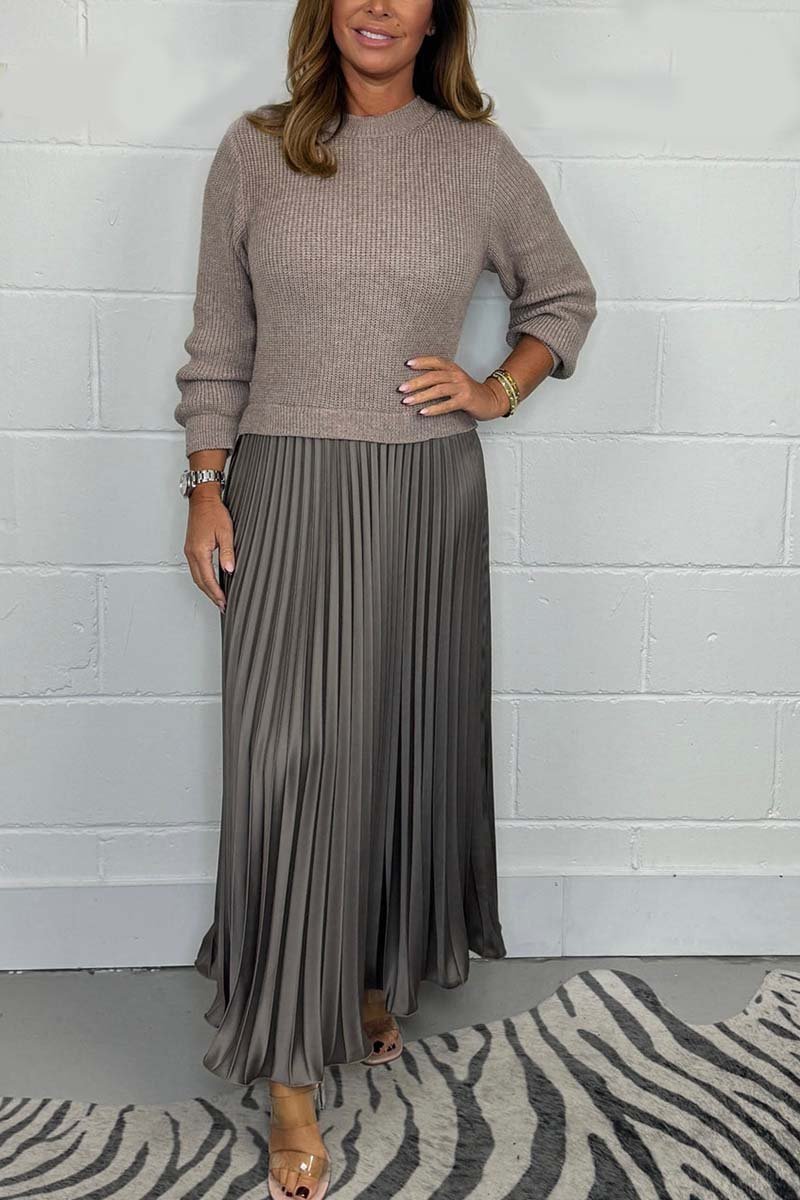 EMILIA™ - Long Sweater with Pleated Skirt