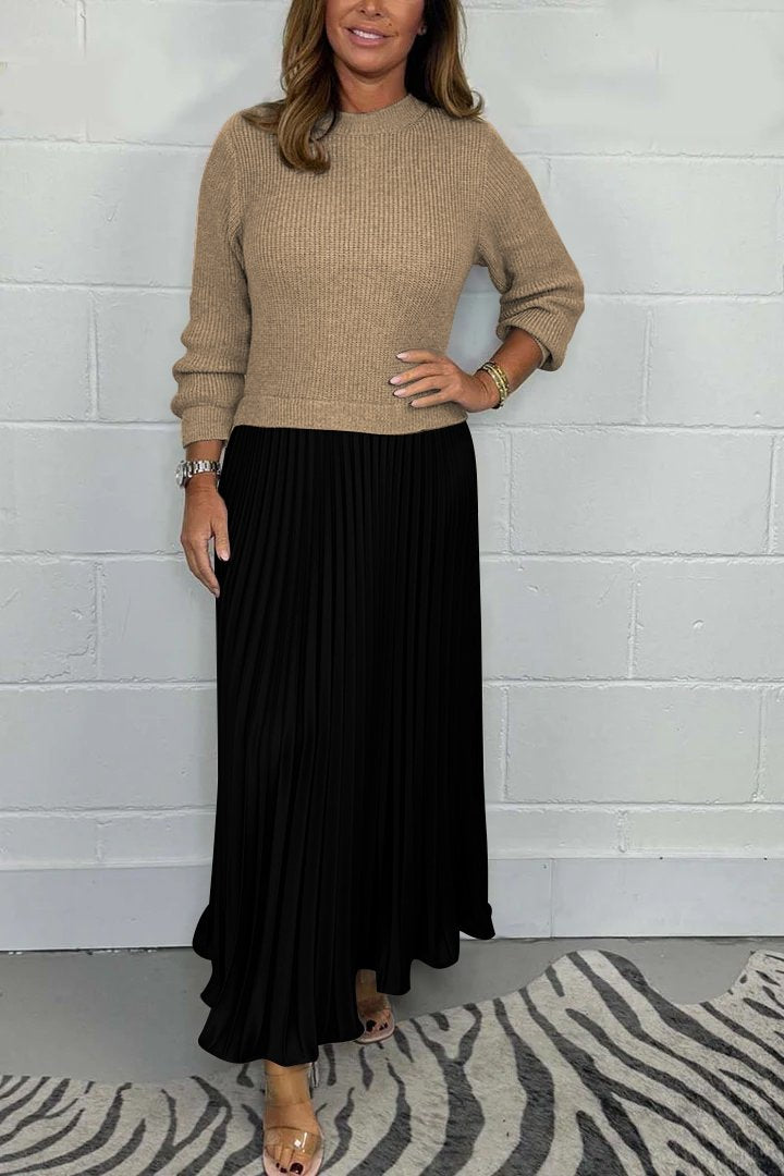 EMILIA™ - Long Sweater with Pleated Skirt